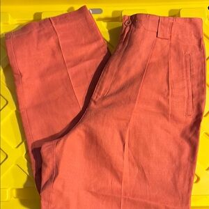 Orange linen+cotton blend Pants